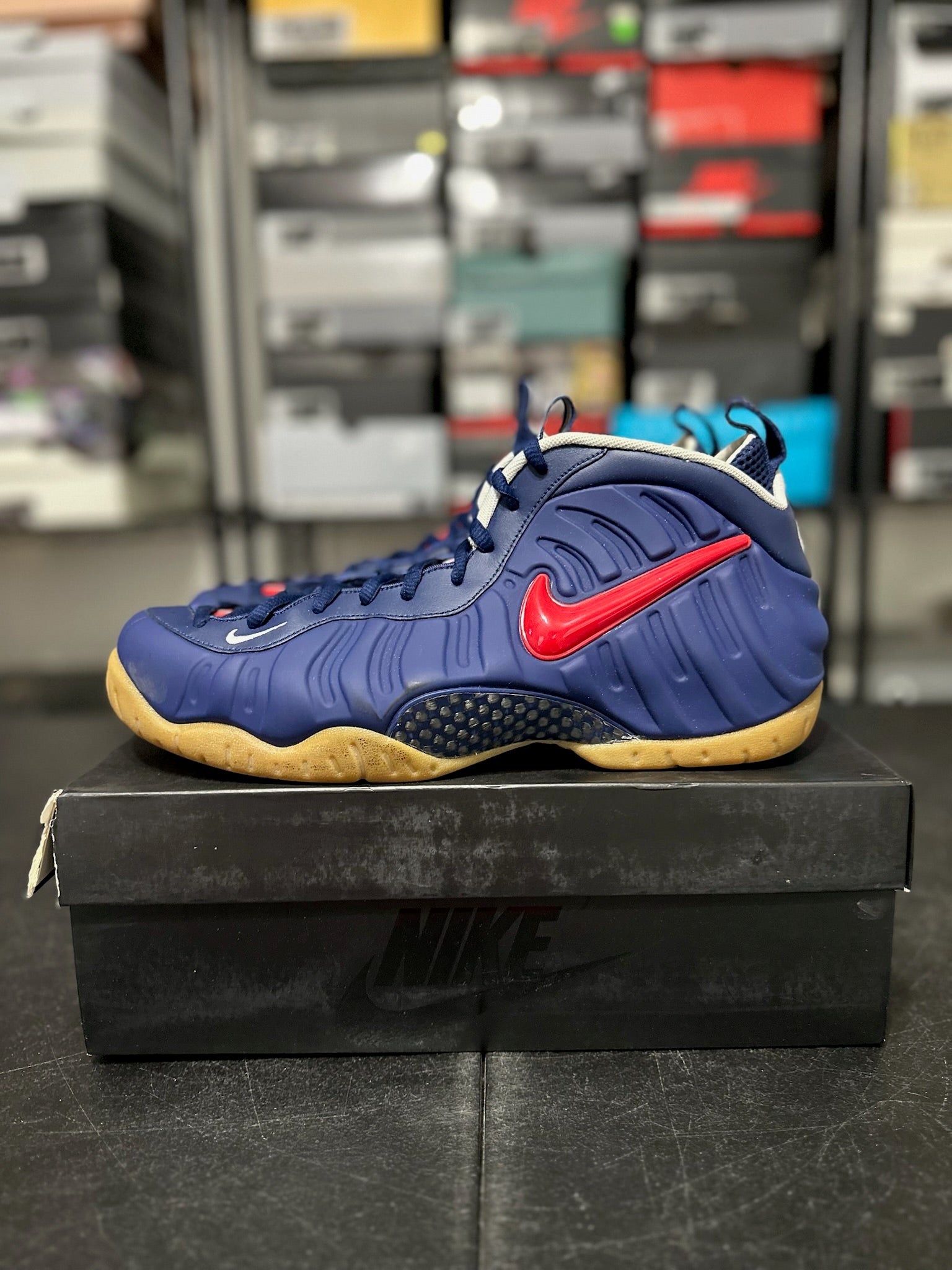Size 12 - Foamposite Pro Blue Void University Red