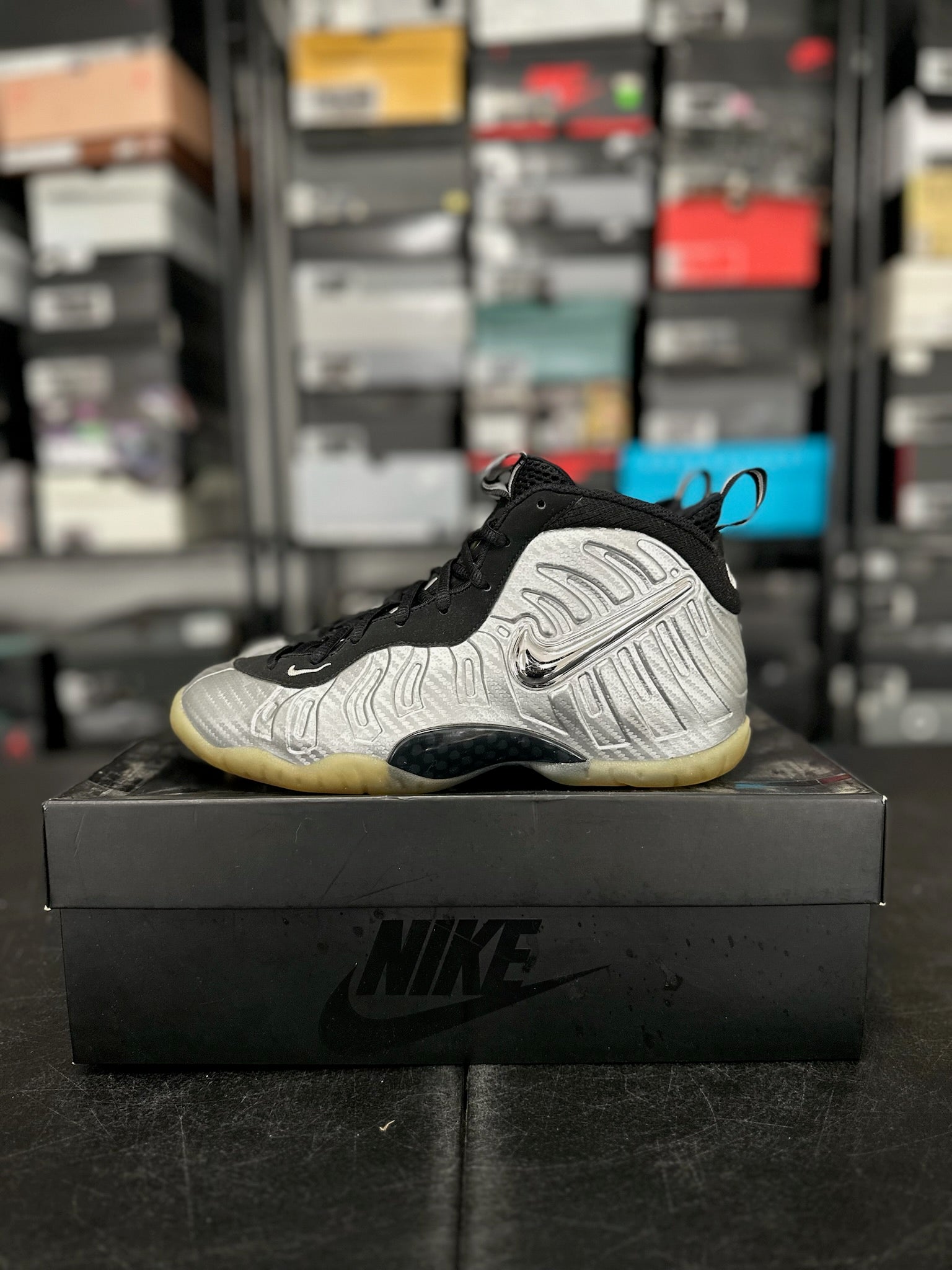 Size 6Y - Foamposite Pro Silver Surfer