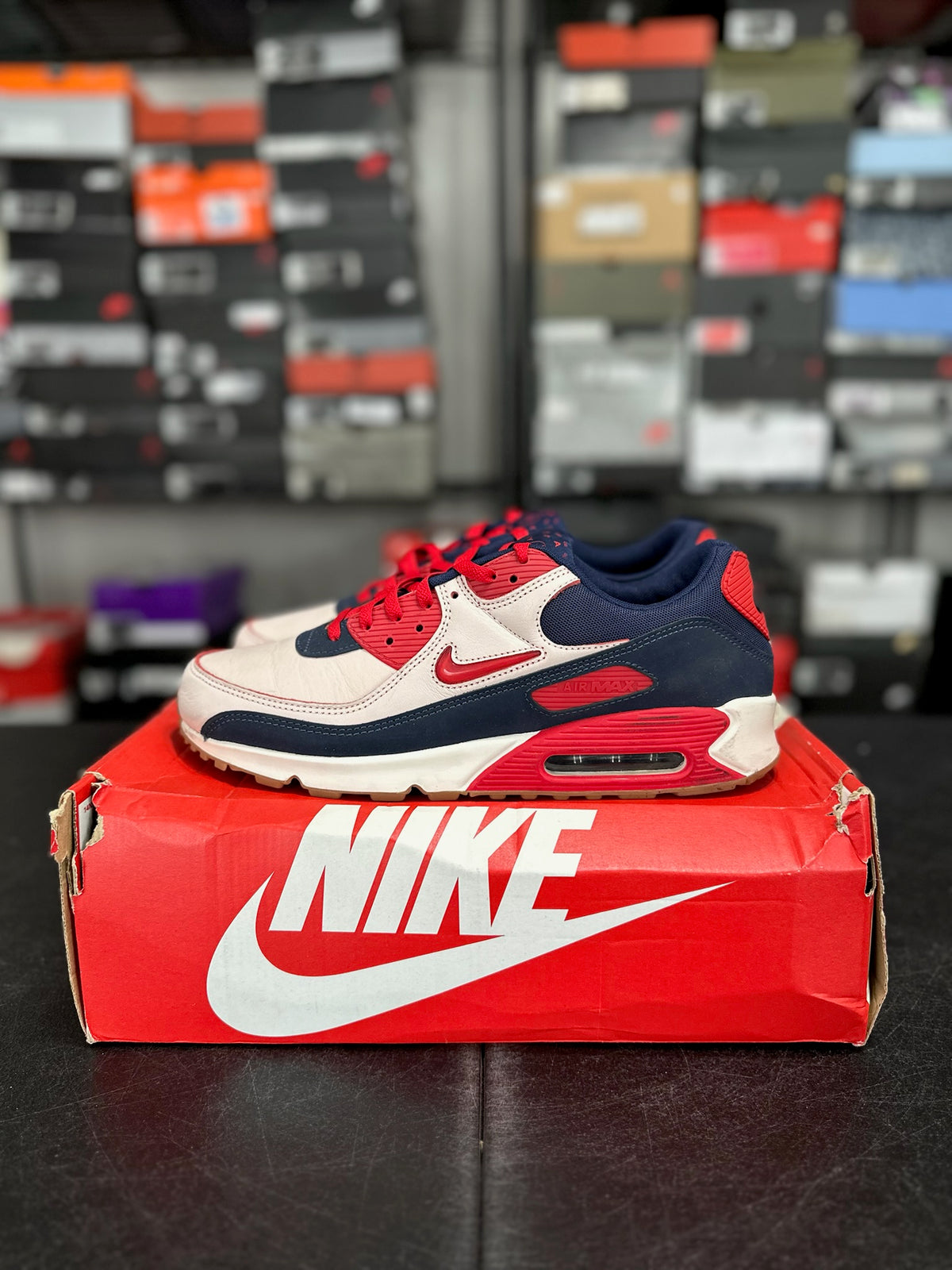 Size 13 - air max 90 home and away red