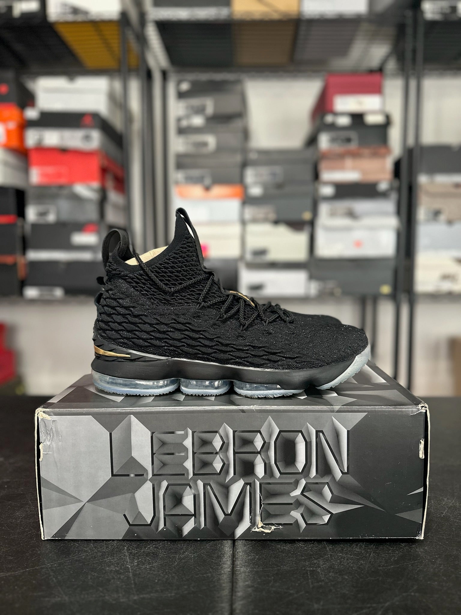 Size 14 - LeBron 15 Black Gold