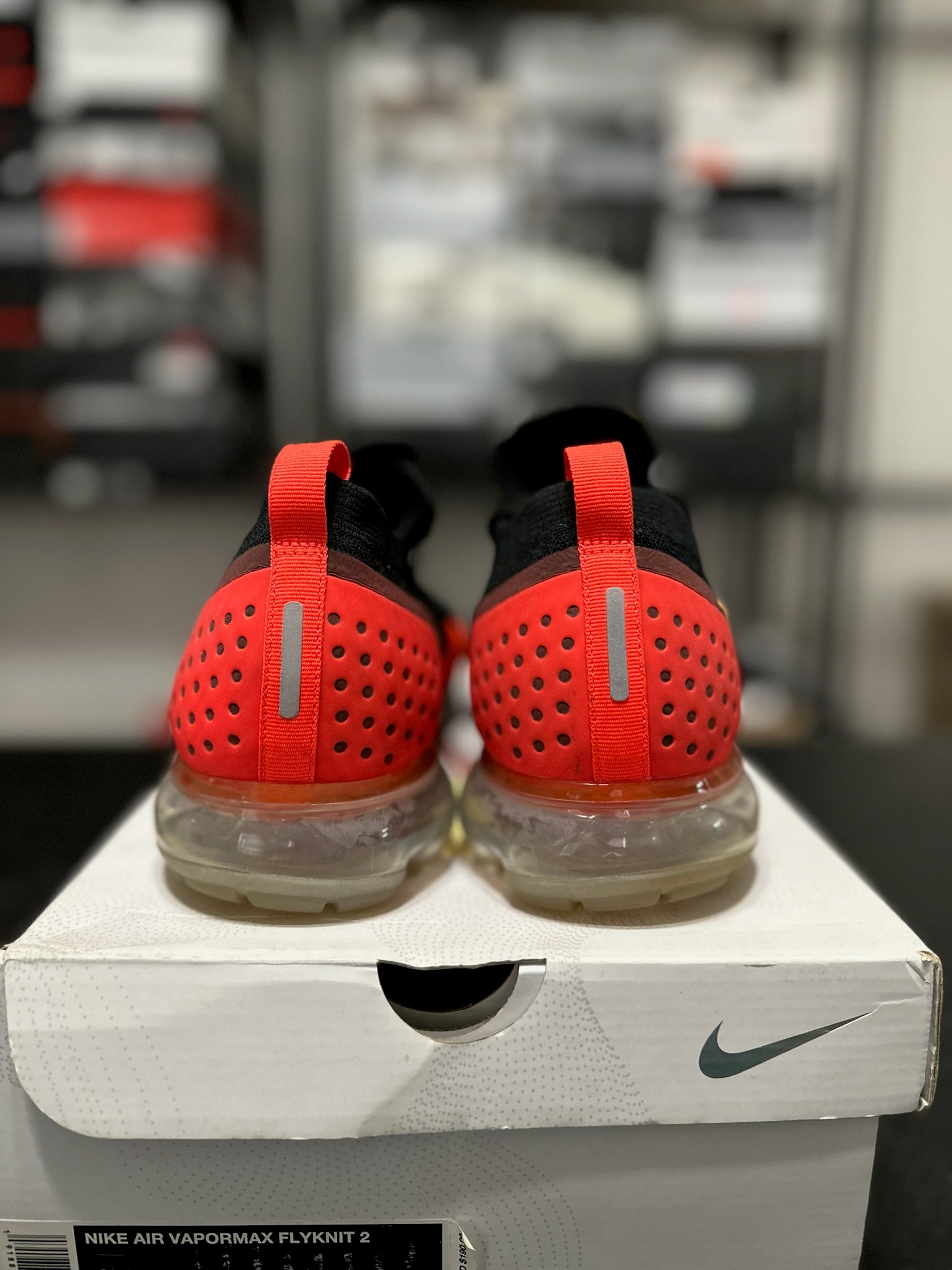 Size 11.5 - VaporMax 2 Black Laser Orange Total Crimson