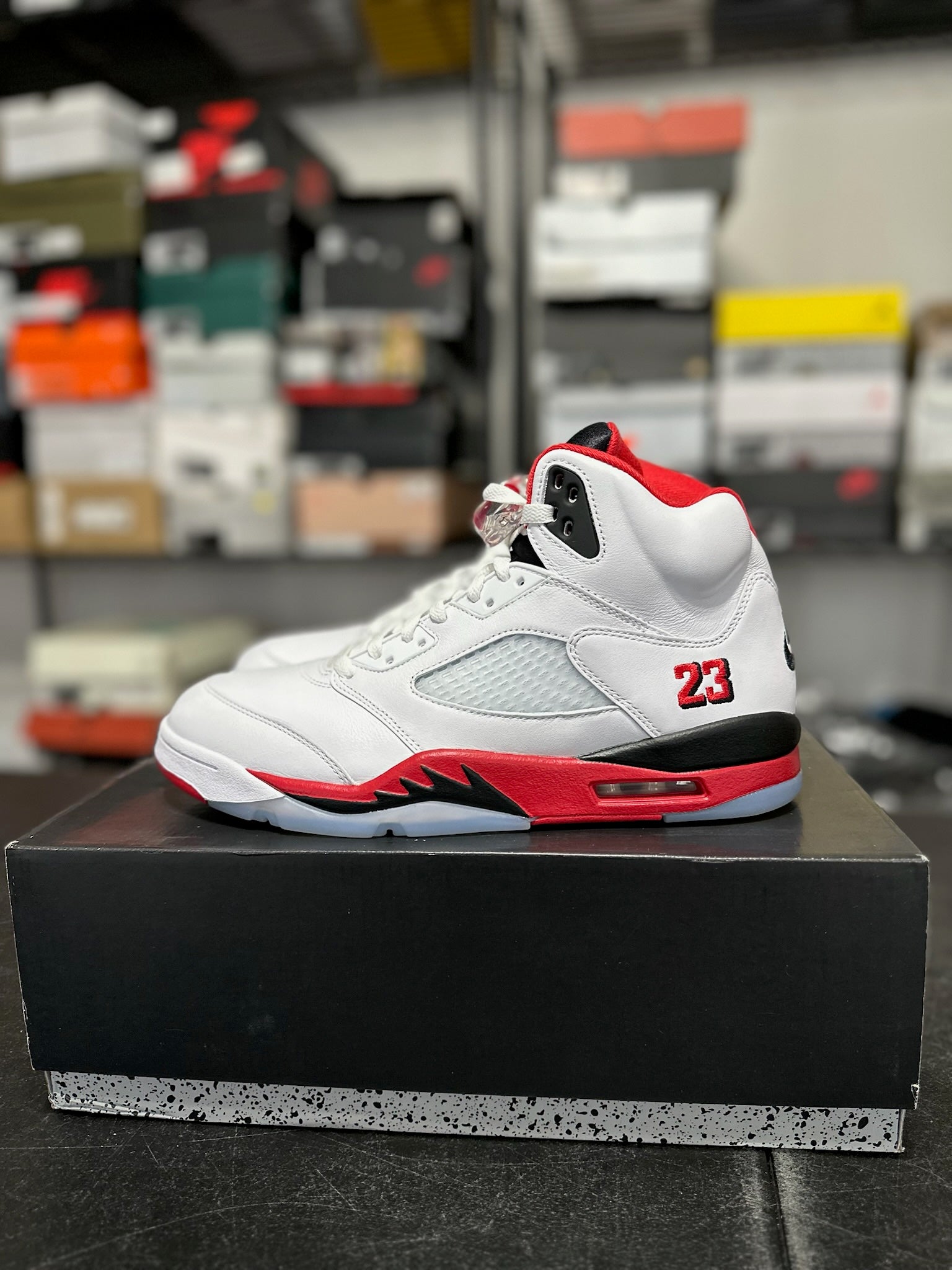 Size 11 - J5 Fire Red Black Tongue