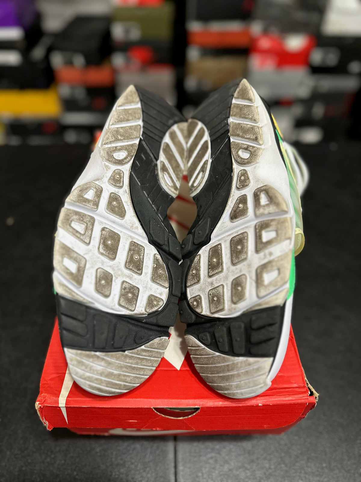 Size 13 - air trainer huarache white topaz gold electro green
