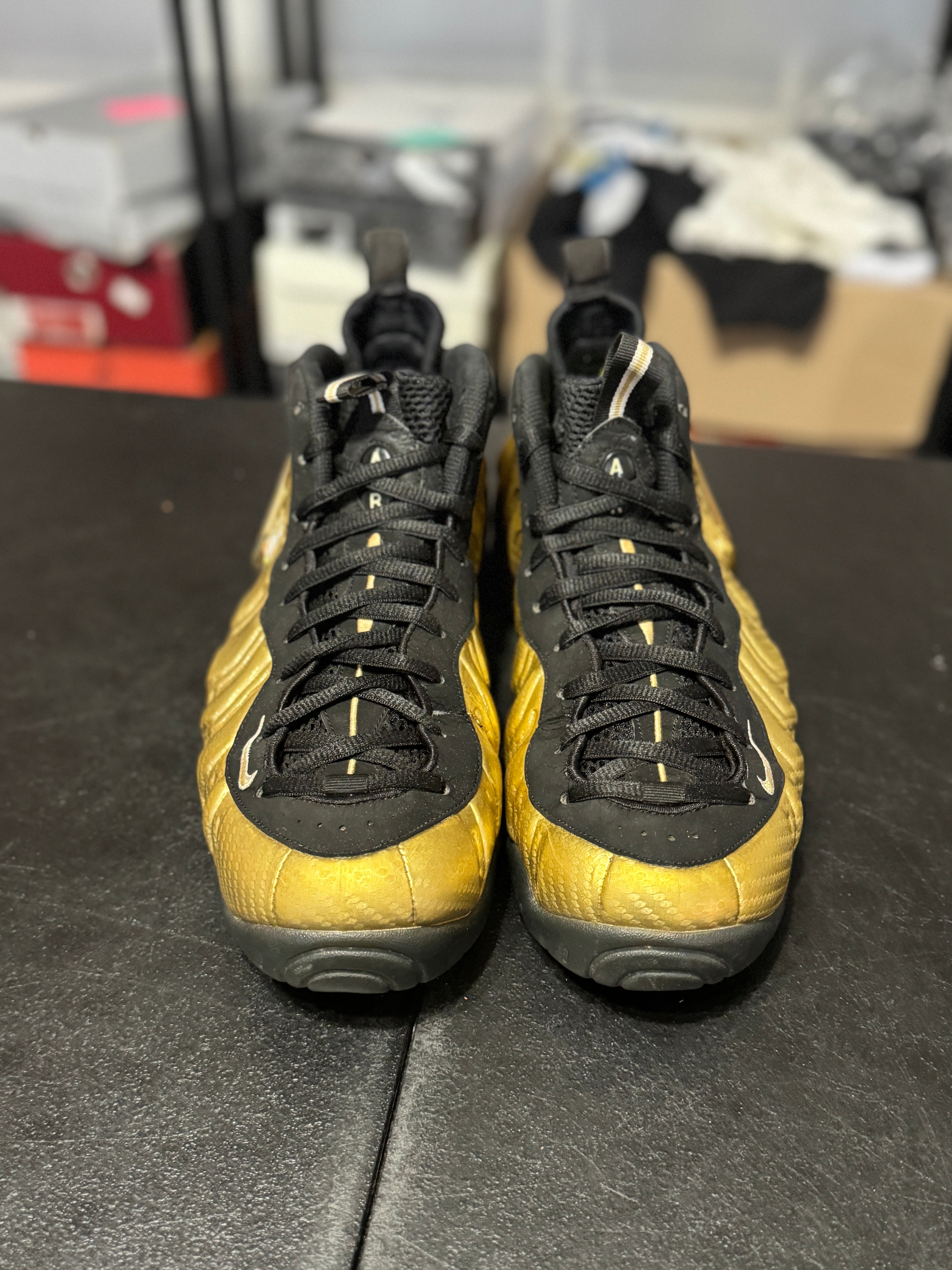 Size 12 - Foamposite gold metallic