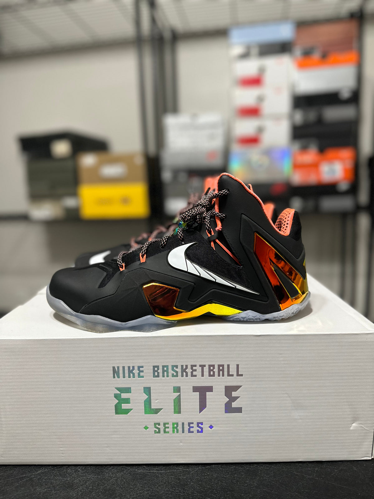 Size 10 - LeBron 11 Elite Black Gold