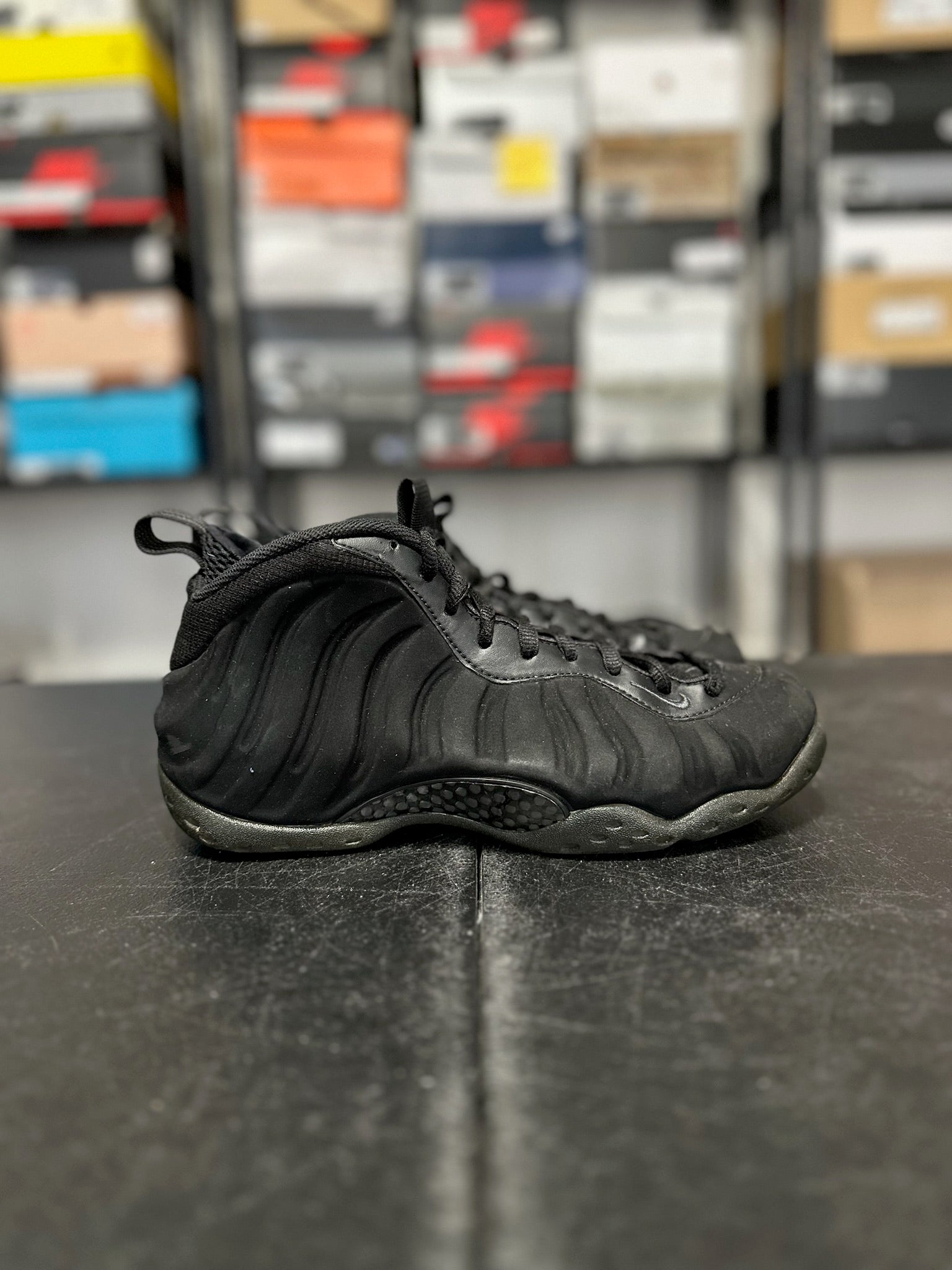 Size 8 - Foamposite 1 Black Suede