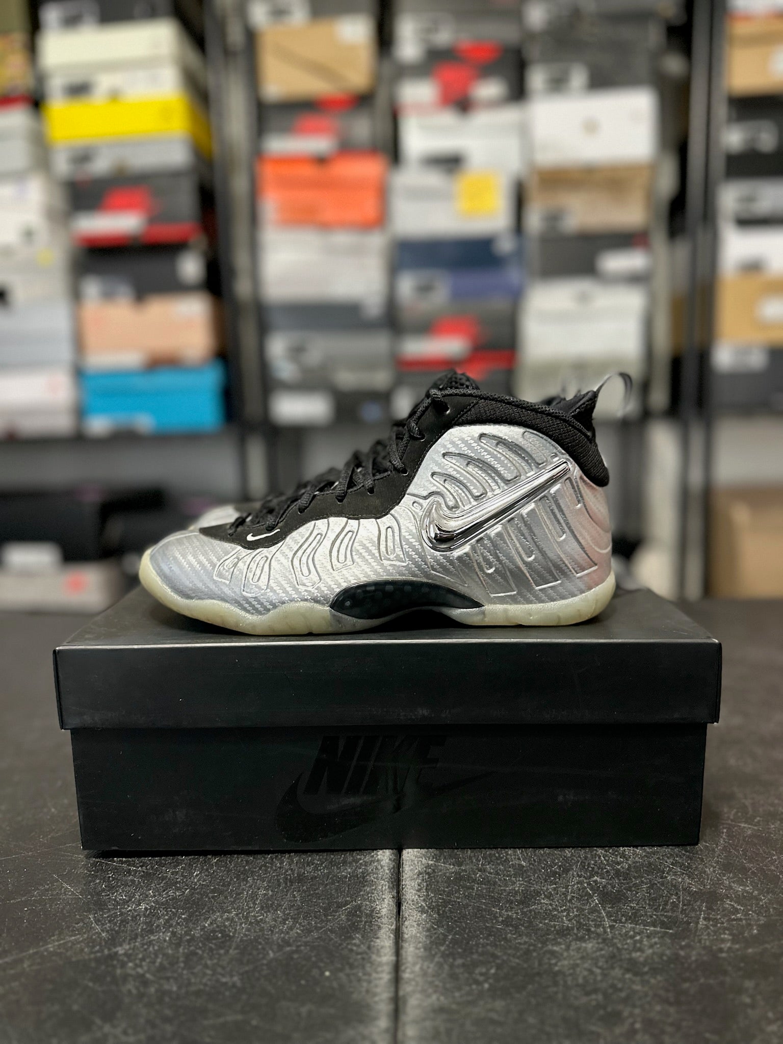 Size 7Y - Foamposite 1 Silver Surfer