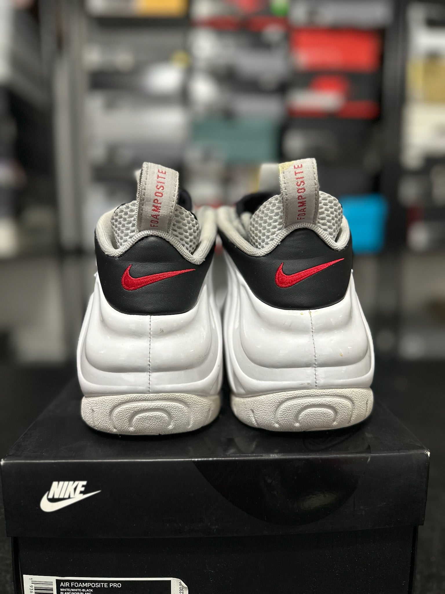 Size 12 - Foamposite Pro White Black University Red