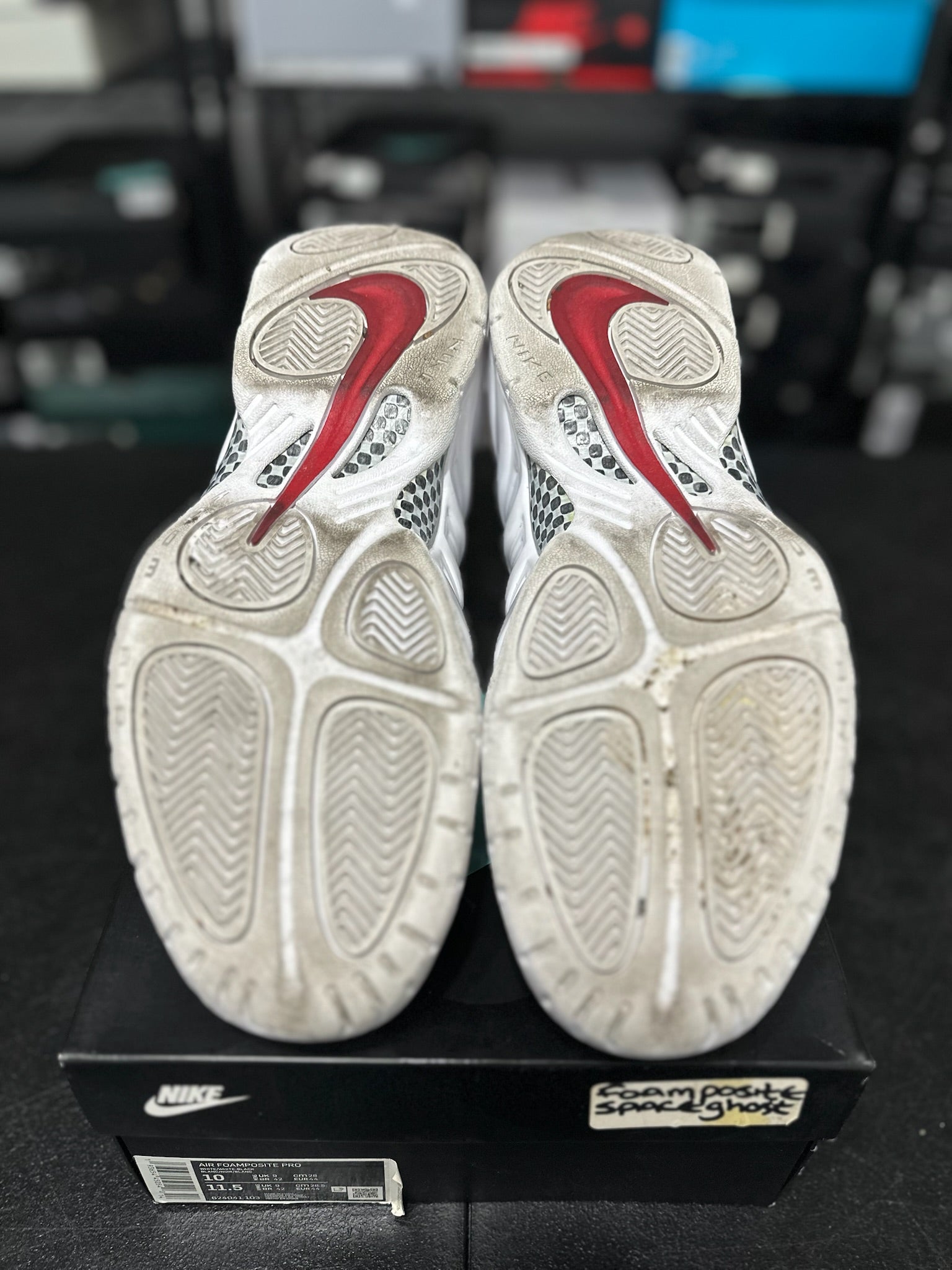 Size 10 - Foamposite Pro White Black University Red