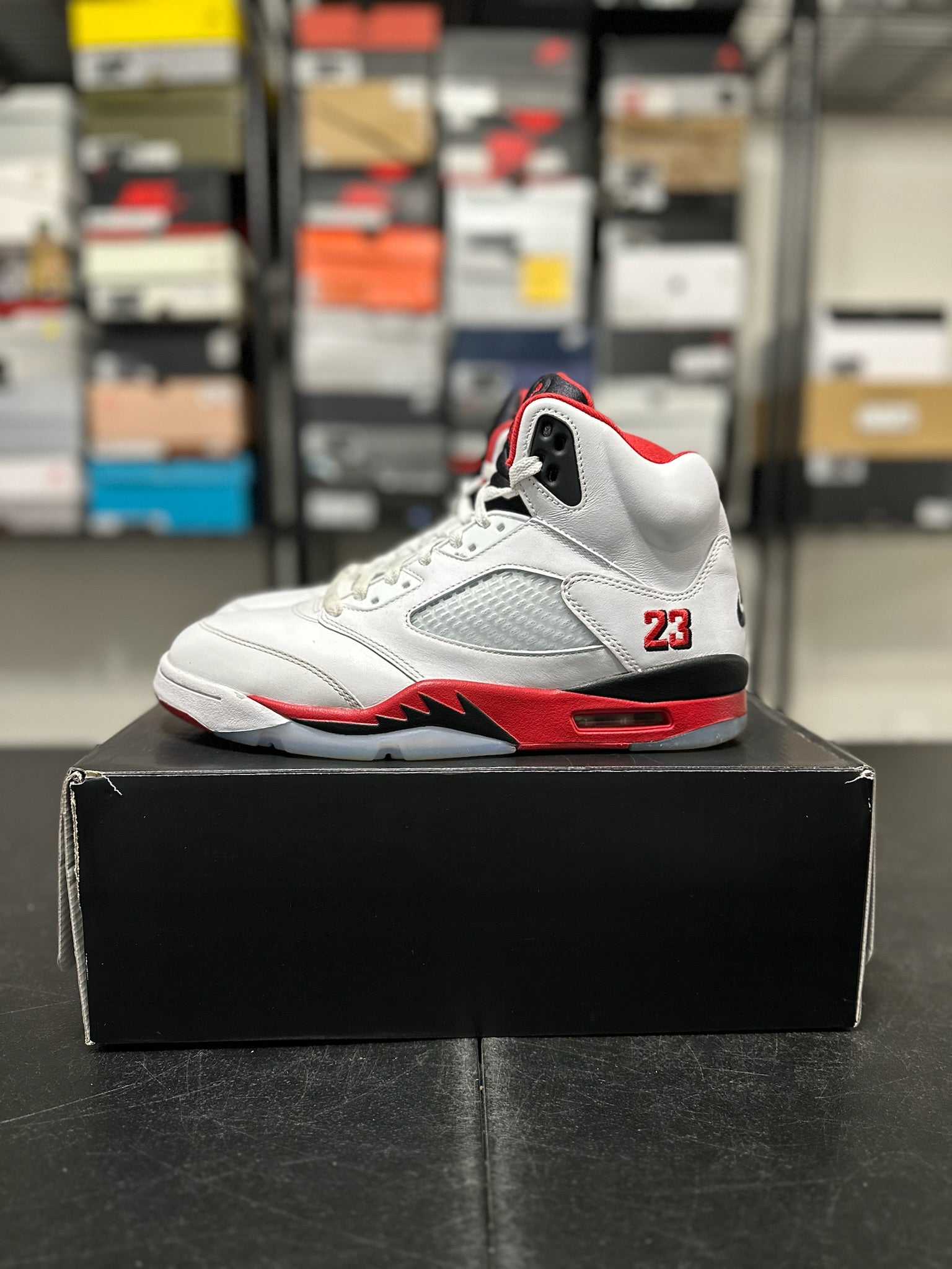 Size 10 - J5 Fire Red Black Tongue
