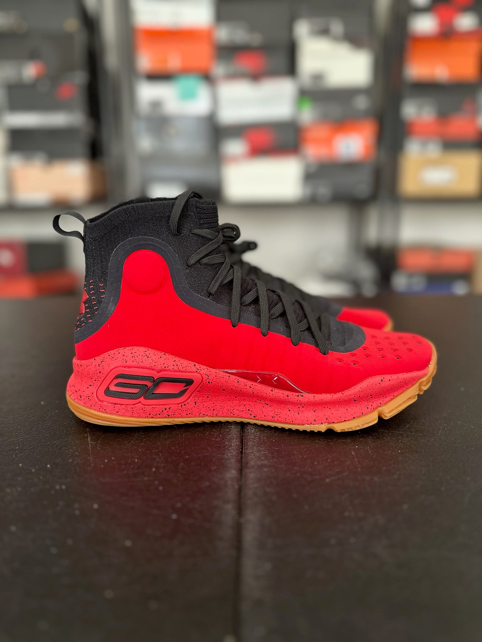 Size 9.5 - Curry 4 Red/Black DS
